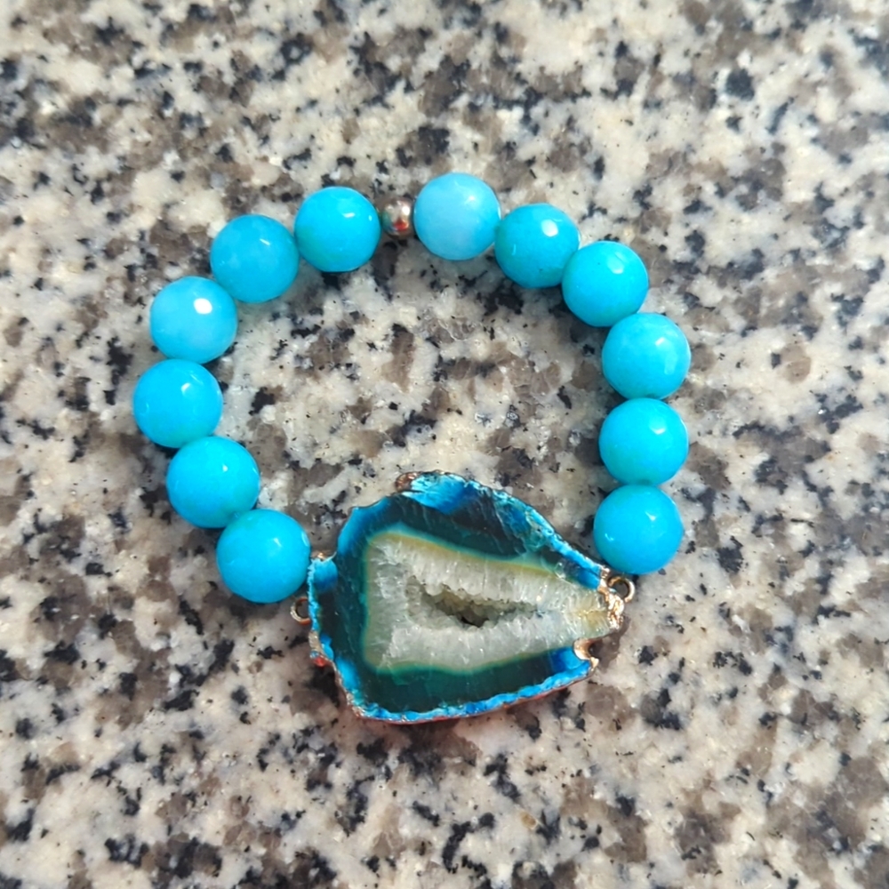 Geode Bracelet Blue with gold foil